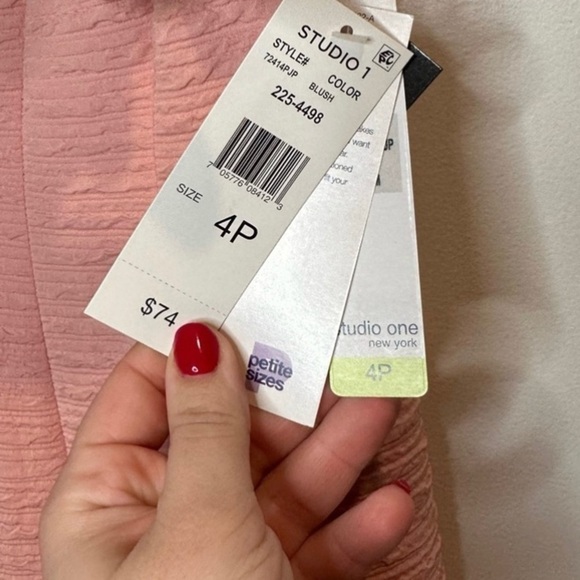 NWT Studio One Crystal Pearl Embellished Sleeveless A-line Blush Pink Dress 4P - Picture 3 of 7